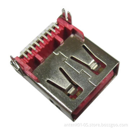 USB 3.0 A Female SMT Version, with Fork Type, Red Color or Blue